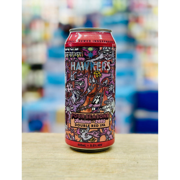 'MIX 6 OR MORE GET 20% OFF' HAWKERS BREWING FOUR SEASONS AUTUMN 2025 DOUBLE RED IPA 9% ABV