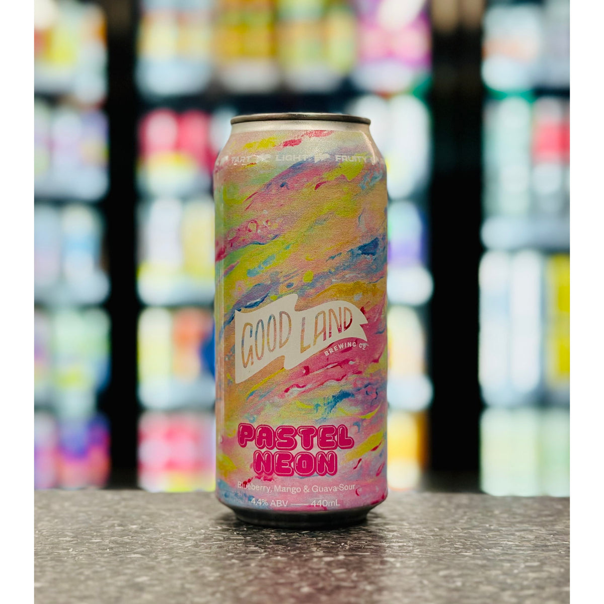 MIX 6 OR MORE GET 20% OFF' GOOD LAND BREWING PASTEL NEON BLUEBERRY, MANGO & GUAVA SOUR 4.4% ABV
