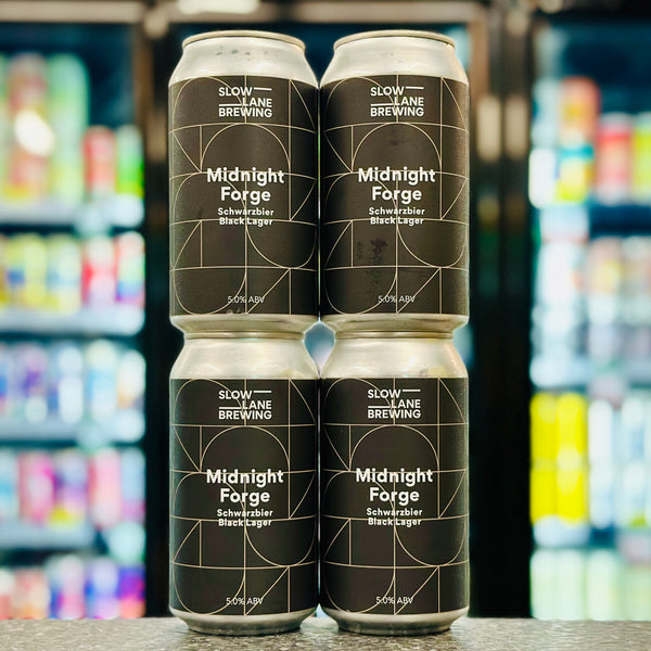 SLOW LANE BREWING MIDNIGHT FORGE SCHWARTZBIER BLACK LAGER 5% ABV