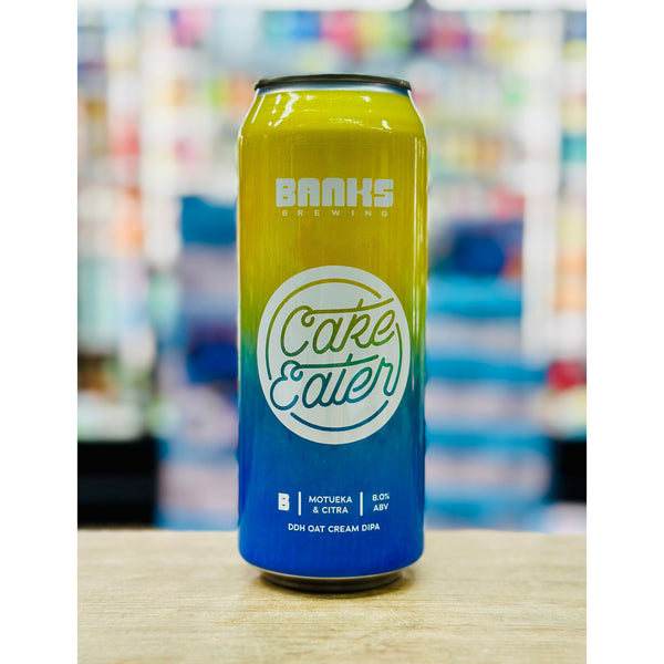 'MIX 6 OR MORE GET 20% OFF' BANKS BREWING CAKE EATER MOTUEKA & CITRA DOUBLE DRY HOPPED OAT CREAM DOUBLE IPA 8% ABV