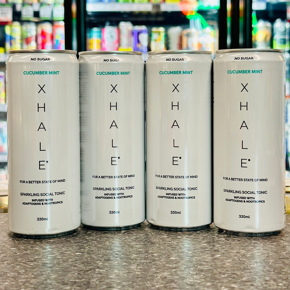 HOPR BEVERAGE CO. XHALE CUCUMBER MINT SPARKLING SOCIAL TONIC 4 PACK