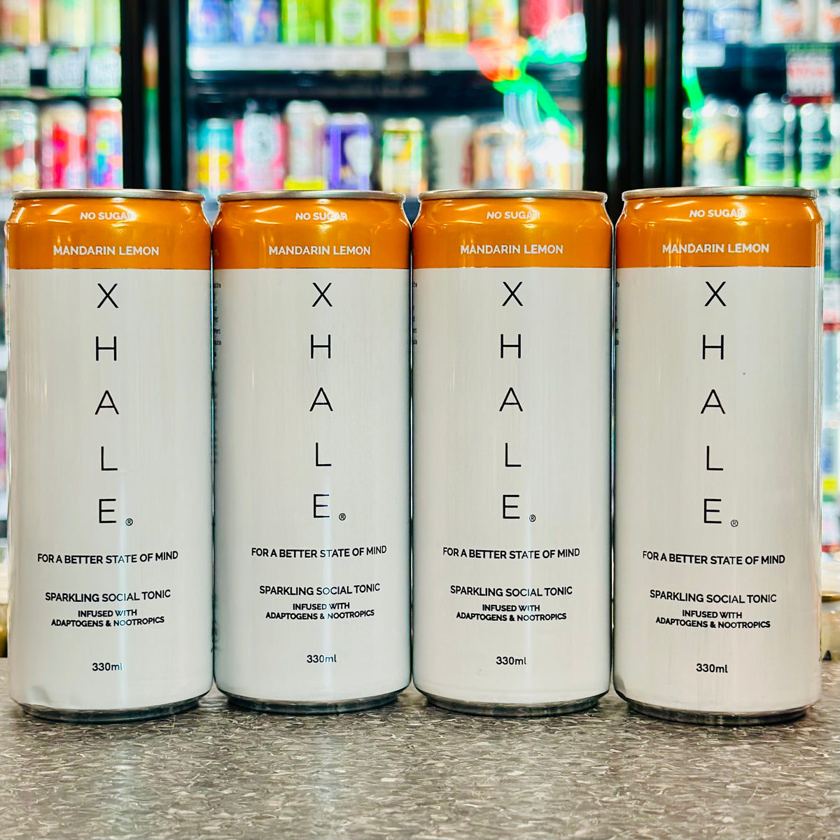 HOPR BEVERAGE CO. XHALE MANDARIN LEMON SPARKLING SOCIAL TONIC 4 PACK