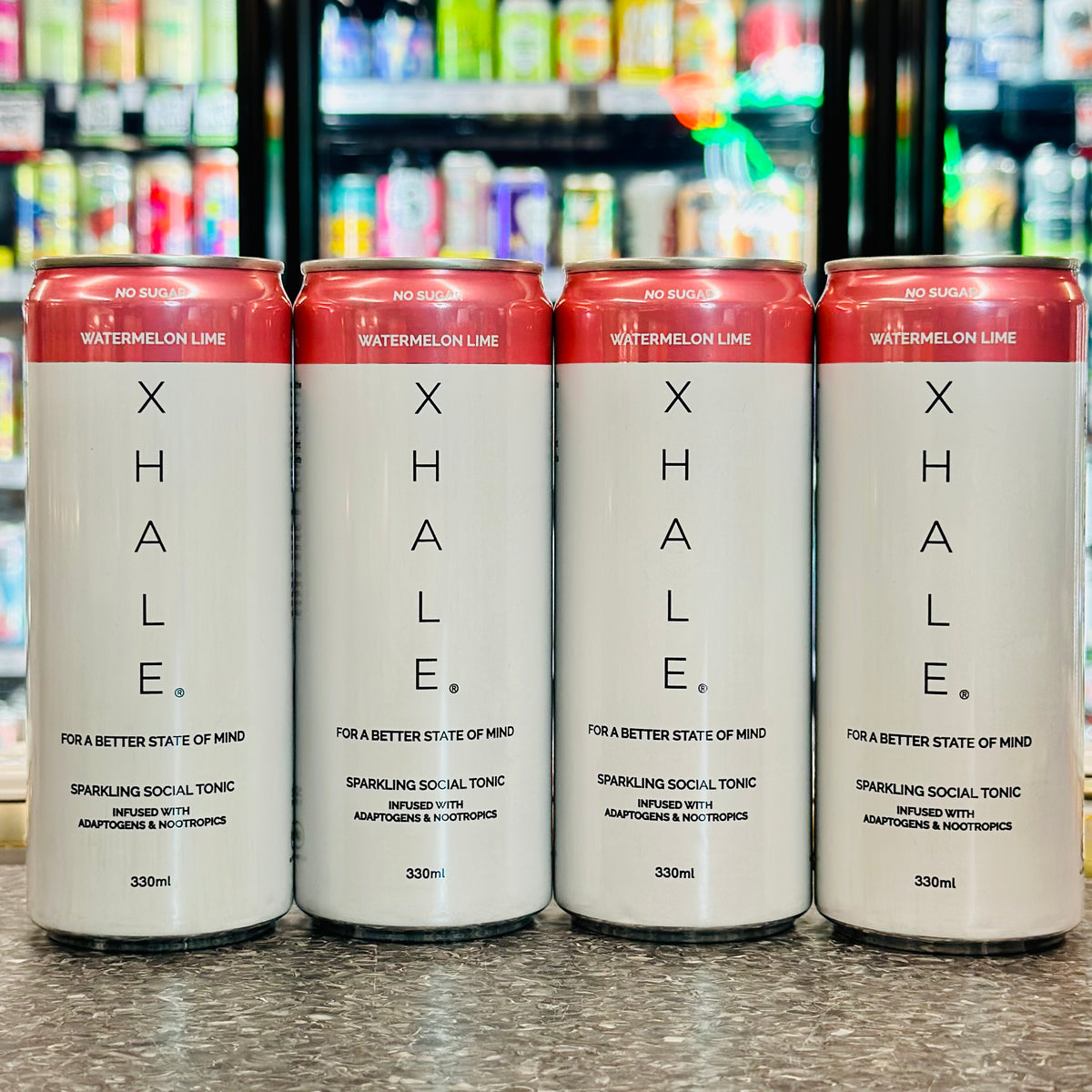 HOPR BEVERAGE CO. XHALE WATERMELON LIME SPARKLING SOCIAL TONIC 4 PACK