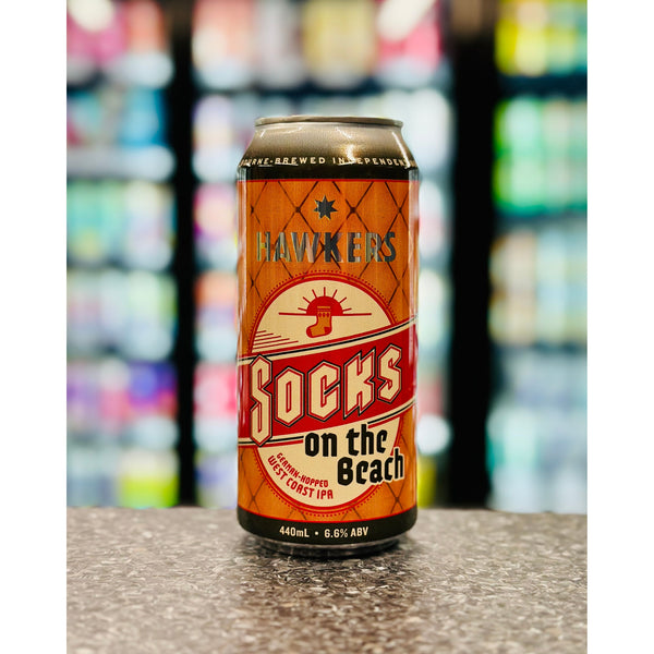'MIX 6 OR MORE GET 20% OFF' HAWKERS BREWING SOCKS ON THE BEACH GERMAN-HOPPED WEST COAST IPA 6.6% ABV