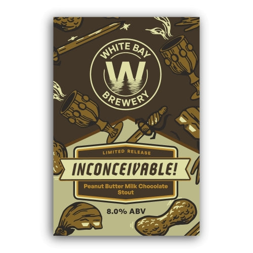 MIX 6 OR MORE GET 20% OFF' WHITE BAY BREWING INCONCEIVABLE! PEANUT BUTTER MILK CHOCOLATE STOUT 8% ABV