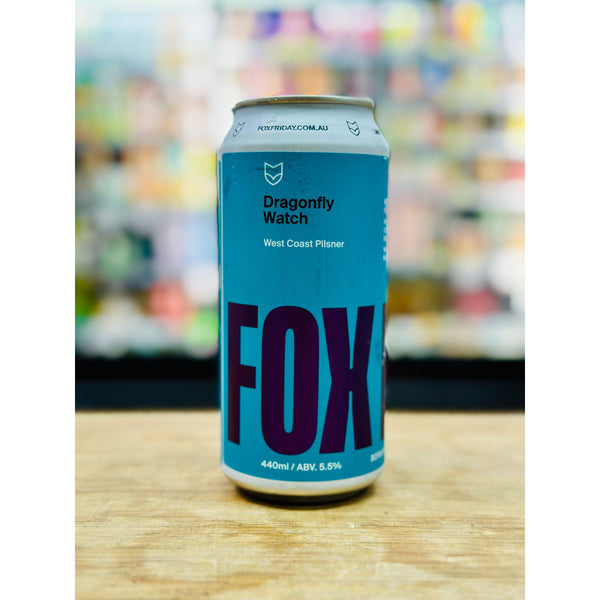 'MIX 6 OR MORE GET 20% OFF' FOX FRIDAY DRAGONFLY WATCH WEST COAST PILSNER 5.5% ABV