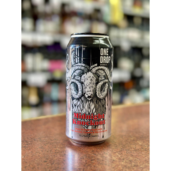 'MIX 6 OR MORE GET 20% OFF' ONE DROP BREWING MIDNIGHT KNOCKOUT IMPERIAL PASTRY STOUT WITH CHOC ALMOND, COCONUT & MARSHMALLOW 10.2% ABV