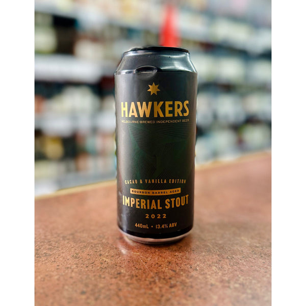 HAWKERS 2022 CACAO & VANILLA BOURBON BARREL AGED IMPERIAL STOUT 13.4% ABV