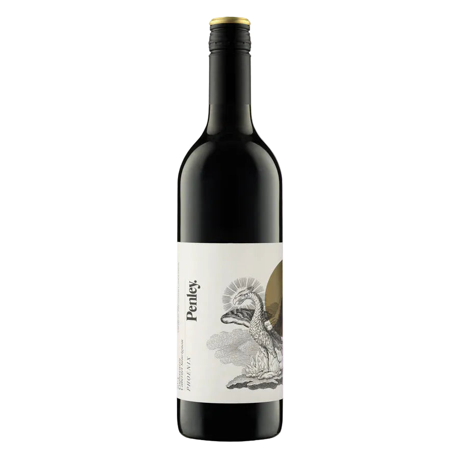 Wine bottle with a label on a purple background